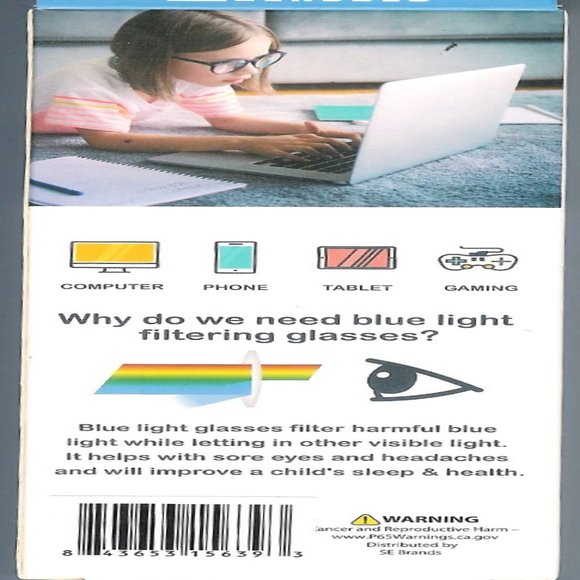 Kids Blue Light Blockers Glasses for Screen Protection Gaming Phones Tablets - Picture 6 of 6